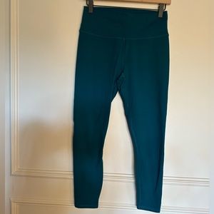 Women’s Fabletics Power Hold Teal Athletic Leggings with Front Hidden Pocket